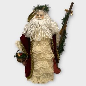 Rennoc Old World Santa Christmas Tree Topper Santa’s Best Hand Painted